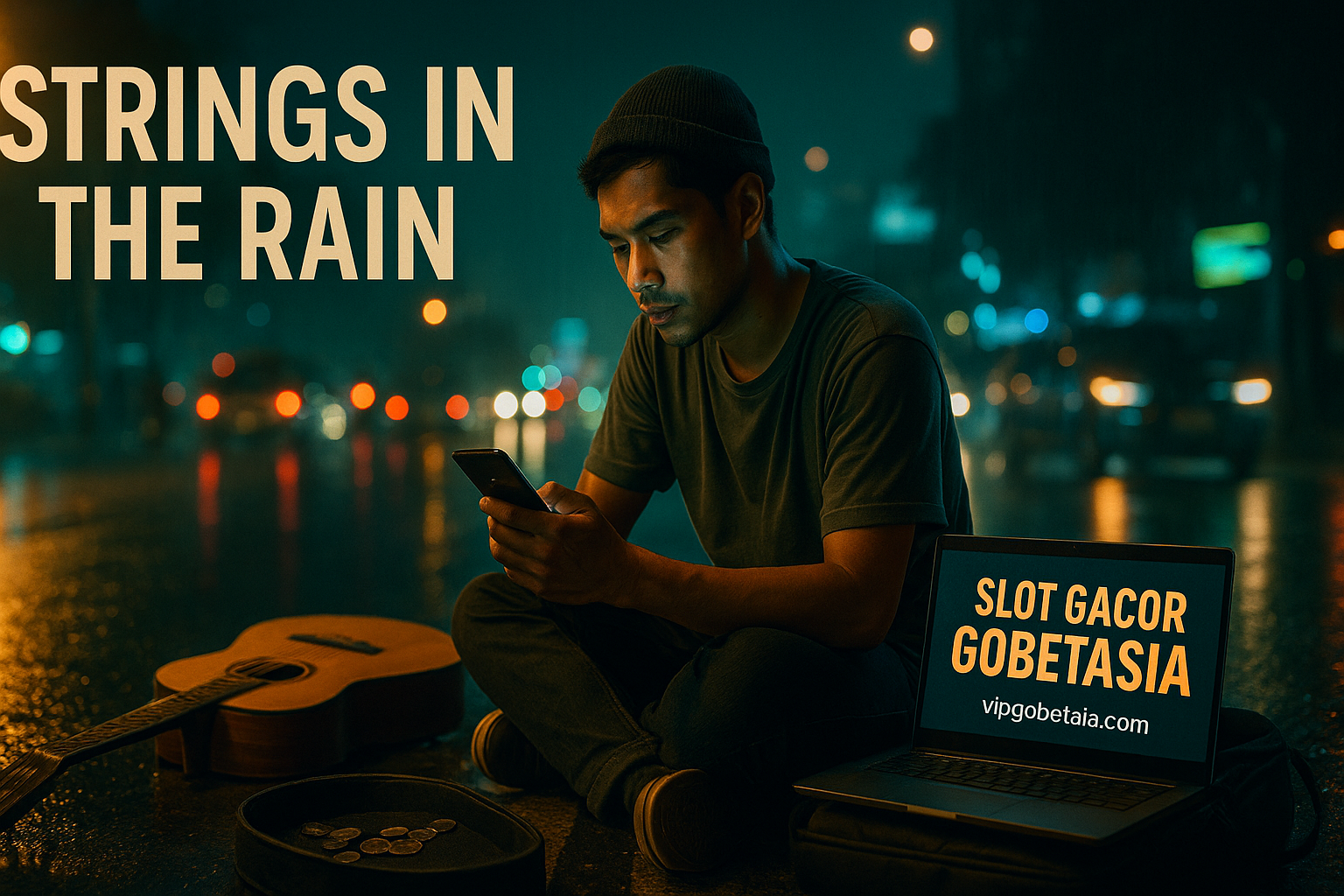 Strings in the Rain: A Busker’s Quiet Night Table